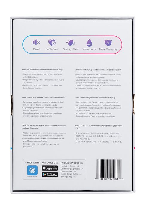 Lovense Hush 2 Bluetooth Butt Plug, 4.4 cm